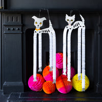 Halloween Skeleton Cat & Dog Paper Hanging Decorations - 2 Pack