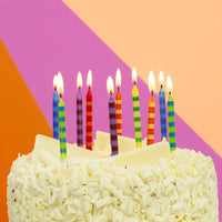 Birthday Striped Mulit-Coloured Candles - 24 Pack