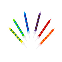 Birthday Striped Mulit-Coloured Candles - 24 Pack