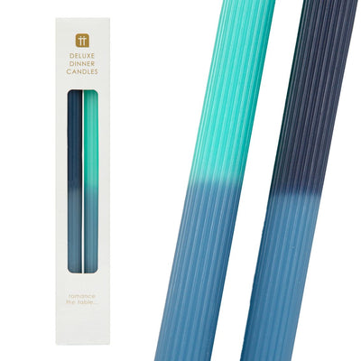2 Tone Ombre Blue Dinner Candles - 2 Pack