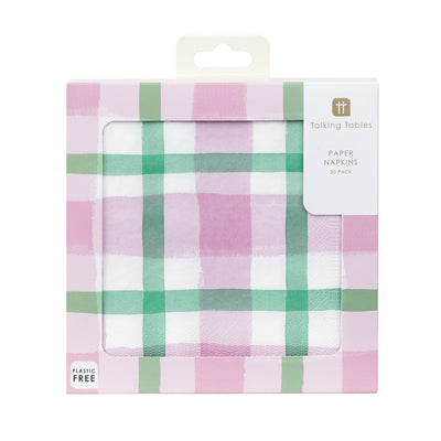 Lilac & Green Gingham Paper Napkins - 20 Pack