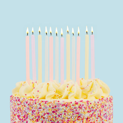 Tall Pastel Candles, 10cm - 16 Pack