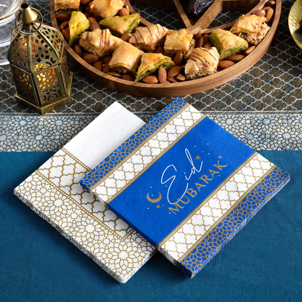 Navy & Gold Eid Mubarak Paper Napkins - 20 Pack