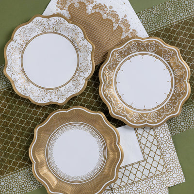 Vintage Gold Medium Paper Plates - 12 Pack