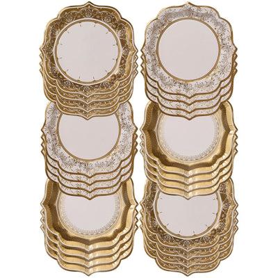 Vintage Gold Medium Paper Plates - 24 Pack