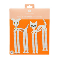 Halloween Skeleton Cat & Dog Paper Hanging Decorations - 2 Pack