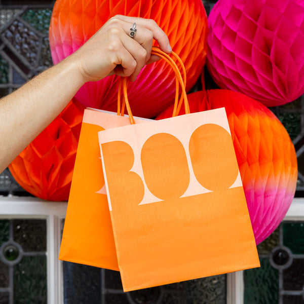 Halloween Pink & Orange 'Boo' Treat Bags - 8 Pack