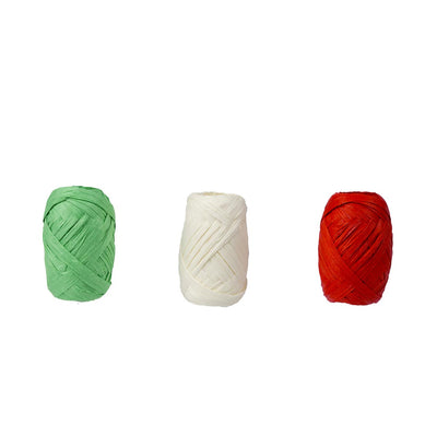 Mix Christmas Colours Raffia Ribbons - 3 Pack