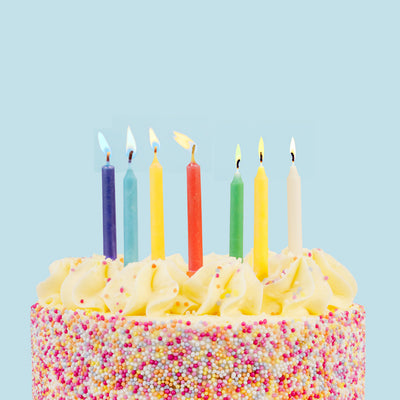 Rainbow Birthday Candles With Coloured Flames - 12 Pack