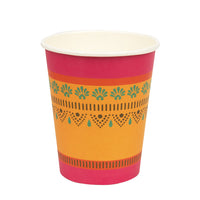 Diwali Pink, Yellow & Orange Paper Cups - 8 Pack