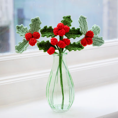 Holly Christmas Crochet Sprigs - 3 Pack