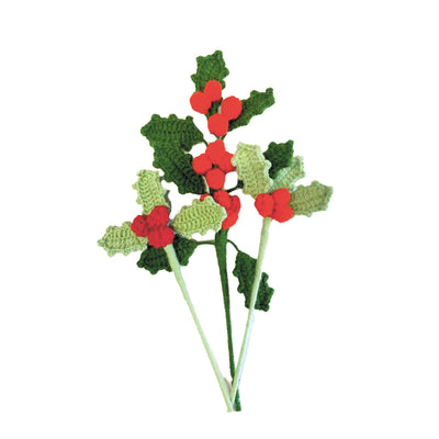 Holly Christmas Crochet Sprigs - 3 Pack