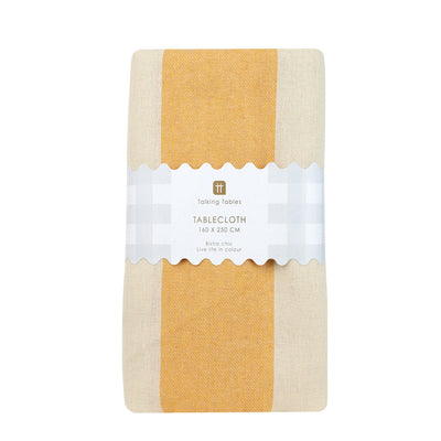 Yellow Stripe Cotton XL Tablecloth - 160cm x 250cm