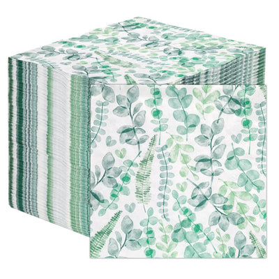 Table Kind Eucalyptus Leaf Paper Napkins - 100 Pack