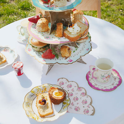 Vintage Floral Tea Party Paper Plates - 6 Designs - 24 Pack