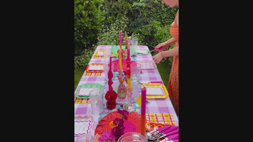 Lilac Gingham Reusable Tablecloth