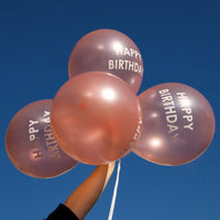 Rose Gold Happy Birthday Balloons - Talking Tables UK Public