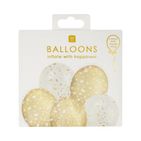 White and Gold Confetti Balloons - Talking Tables UK Public