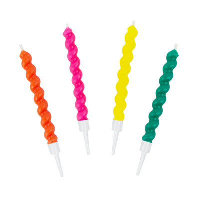 Colourful Bright Birthday Twirl Candles - 8 Pack