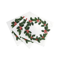 Home Compostable Holly Wreath Napkins - 20 Pack, 40cm