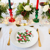 Botanical Holly Shaped Napkins - 20 Pack