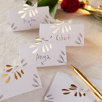 Gold Mistletoe Place Cards - 12 Pack