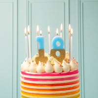 We Heart Birthday Glitter Number Candle Blue 1