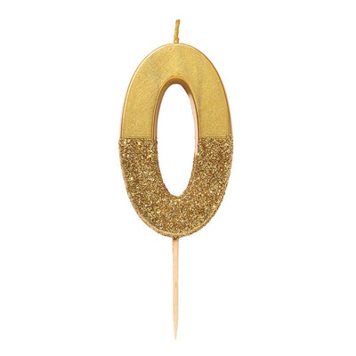 We Heart Birthdays Gold Glitter Number Candle 0