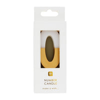 White & Gold Number Candle - 0