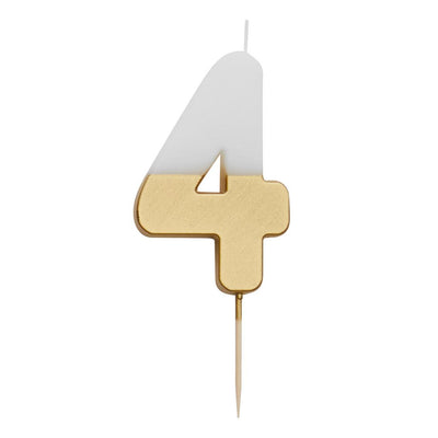 White & Gold Number Candle - 4