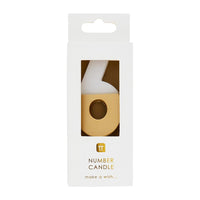 White & Gold Number Candle - 6