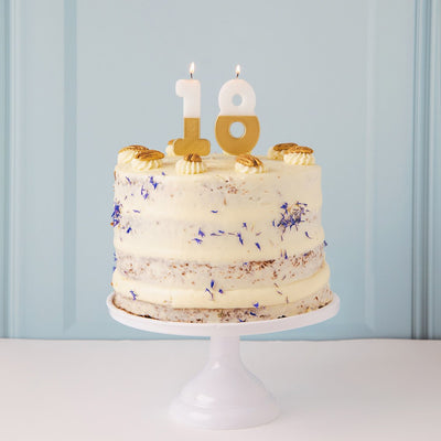 White & Gold Number Candle - 8