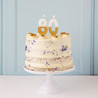 White & Gold Number Candle - 0