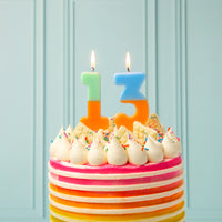 Orange and Mint Green Birthday Number Candle - 1