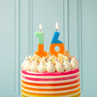 Orange and Mint Green Birthday Number Candle - 1