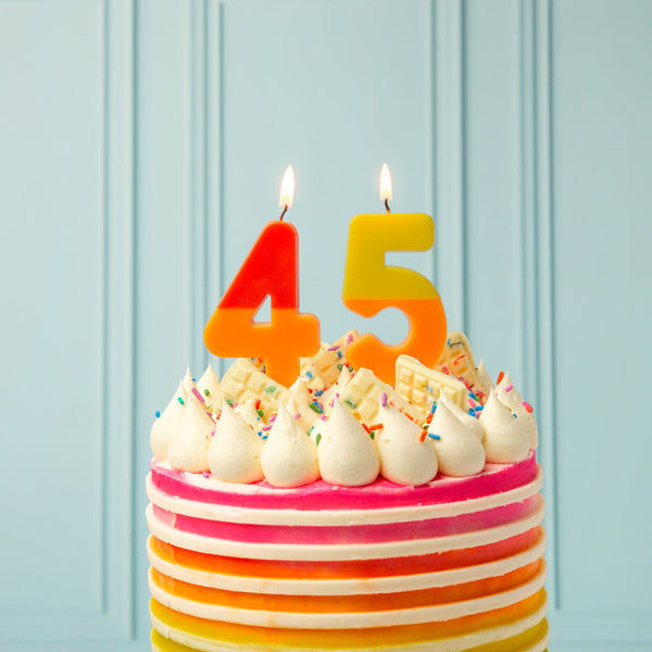 Orange and Red Birthday Number Candle - 4