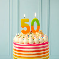Orange and Green Birthday Number Candle - 0