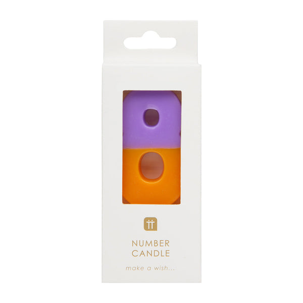 Orange and Purple Birthday Number Candle - 8