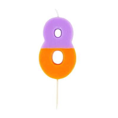 Orange & Purple Number Candle - 8