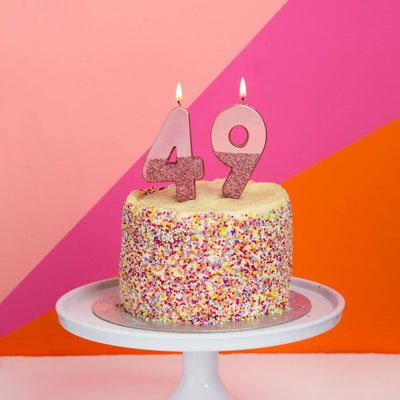 We Heart Birthdays Rose Gold Glitter Number Candle 4 - Talking Tables UK Public