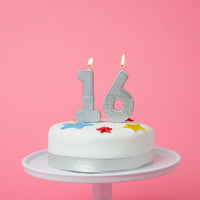 We Heart Birthdays Glitter Number Candle 6, Silver