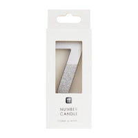 We Heart Birthdays Glitter Number Candle 7, Silver