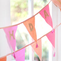 We Heart Birthdays Pink Happy Birthday Fabric Bunting, 3m