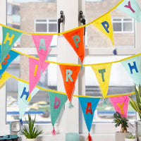 We Heart Birthdays Rainbow Happy Birthday Fabric Bunting, 3m - Talking Tables UK Public