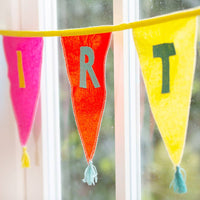 We Heart Birthdays Rainbow Happy Birthday Fabric Bunting, 3m - Talking Tables UK Public