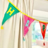 We Heart Birthdays Rainbow Happy Birthday Fabric Bunting, 3m - Talking Tables UK Public