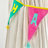 We Heart Birthdays Rainbow Happy Birthday Fabric Bunting, 3m - Talking Tables UK Public