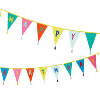 We Heart Birthdays Rainbow Happy Birthday Fabric Bunting, 3m - Talking Tables UK Public