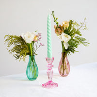 Pink Glass Candlestick Holder