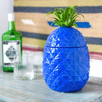 Blue Ceramic Pineapple Ice Bucket